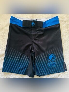 Renzo Gracie Men’s Black & Blue Jiu Jitsu Shorts Size: Medium